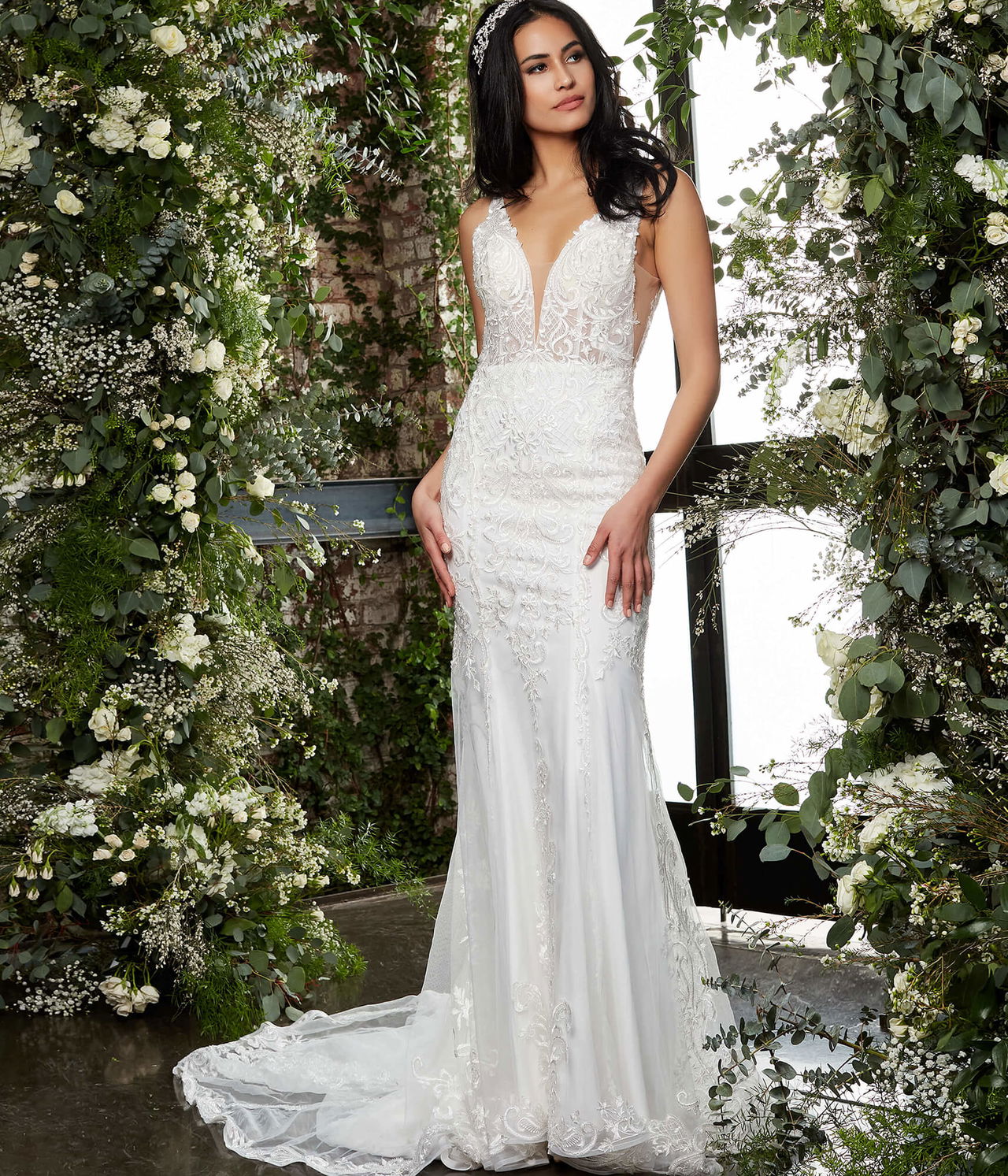 Jovani JB07385 Ivory Lace Sleeveless Bridal Dress | Jovani