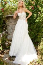 Model wearing One Shoulder Sweetheart Neck Floral Dress JB23918