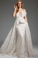 Jovani JB24653 ivory floor-length gown with floral detailing.