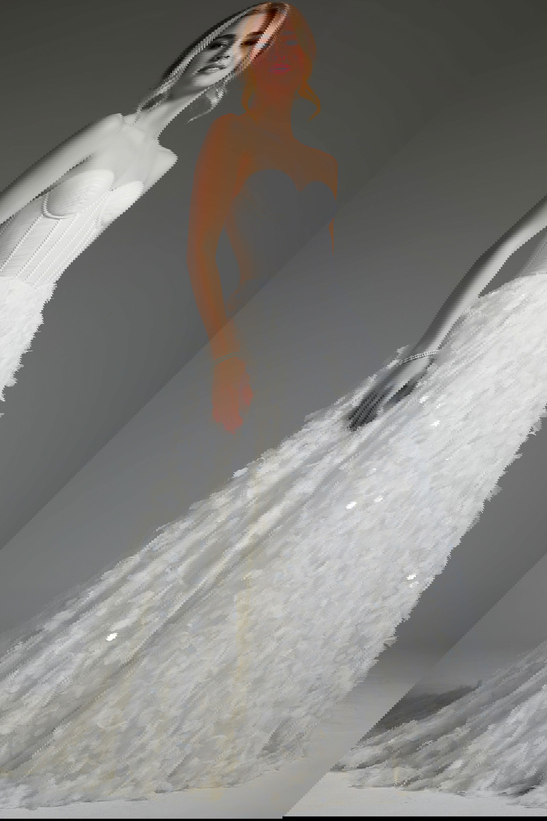 JB26295-wedding-dress model wearing Jovani JB26295 elegant white gown with sweetheart neckline