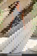 one shoulder bridal ball gown with large floral detail and jacquard fabric front view