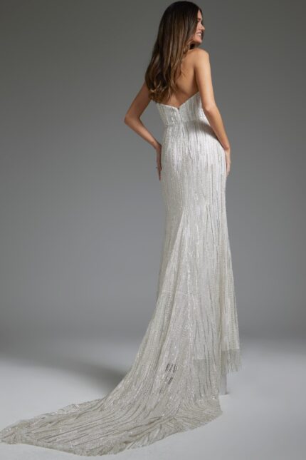 Back view of Jovani JB39260 gown with elegant train.