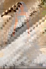 Elegant Strapless Bridal Gown with Floral Tulle Accents JB40091