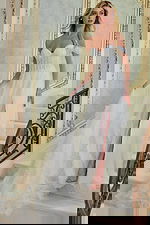 tulle strapless high slit wedding dress JB41159