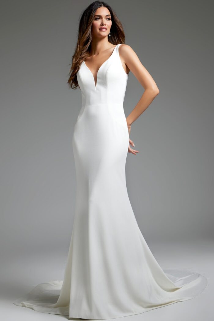 V Neckline Sheath Wedding Dress JB4222