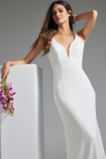 V Neckline Sheath Wedding Dress JB4222