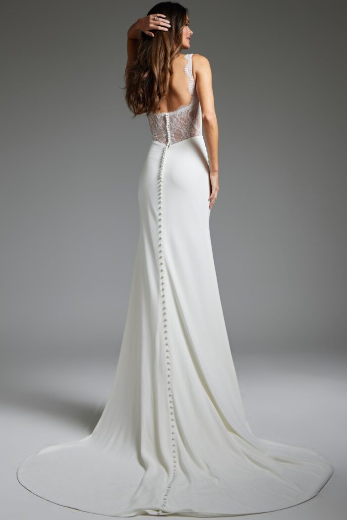 V Neckline Sheath Wedding Dress JB4222