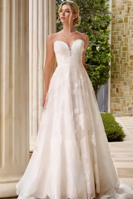 JOVANI ☆ホワイトレースAラインドレス Off White A Line Strapless Bridal Dress JB42346 | Jovani