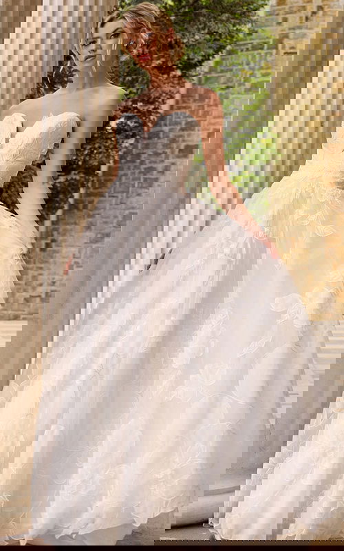 plunging neckline a line wedding dress JB42324