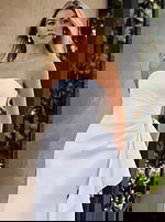 Strapless Satin Bridal Gown with Draped Overskirt JB43622 - Image 3