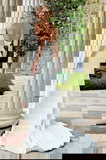 strapless long tail wedding dress JB43815