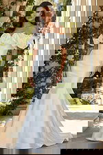 ruffled neck mermaid off the shoulder dress JB43896