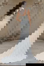 one shoulder sculpted detail bridal gown front view