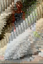 corset bodice ruffled skirt long dress JB44604