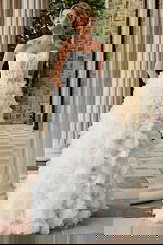 strapless corset bodice ruffled skirt long wedding dress JB44604