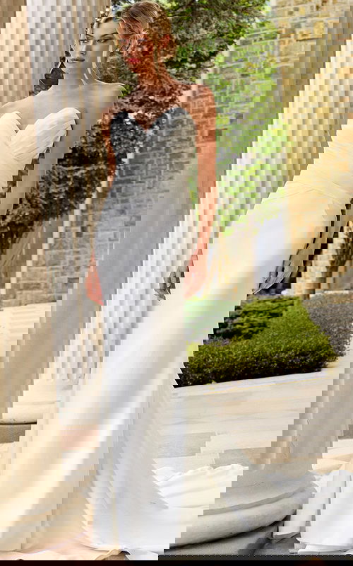 strapless v neck fitted wedding dress JB45112