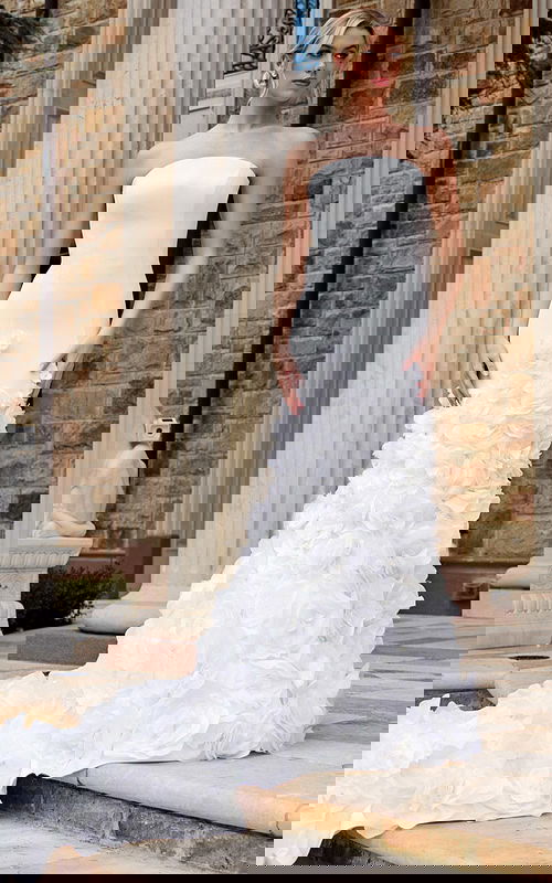 ruffled skirt strapless dress JB45120