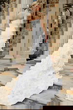 Strapless Mermaid Wedding Dress with 3D Floral Train JB45120 - Image 3