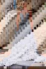 mermaid ruffled skirt strapless wedding dress JB45121