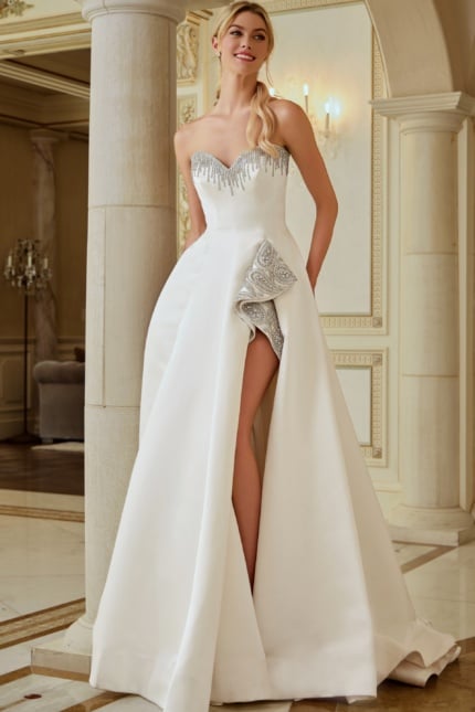 JOVANI ☆ホワイトレースAラインドレス Jovani | Signature Dresses - Off White V Neck A Line Bridal