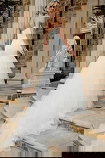 back view of mermaid tulle skirt dress JB45361