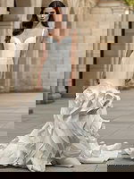 v neckline mermaid white dress JB45569