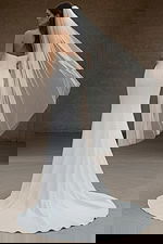 back of fitted wedding dress with long train JB45671