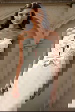 zoom of wedding dress with the bow details JB45671