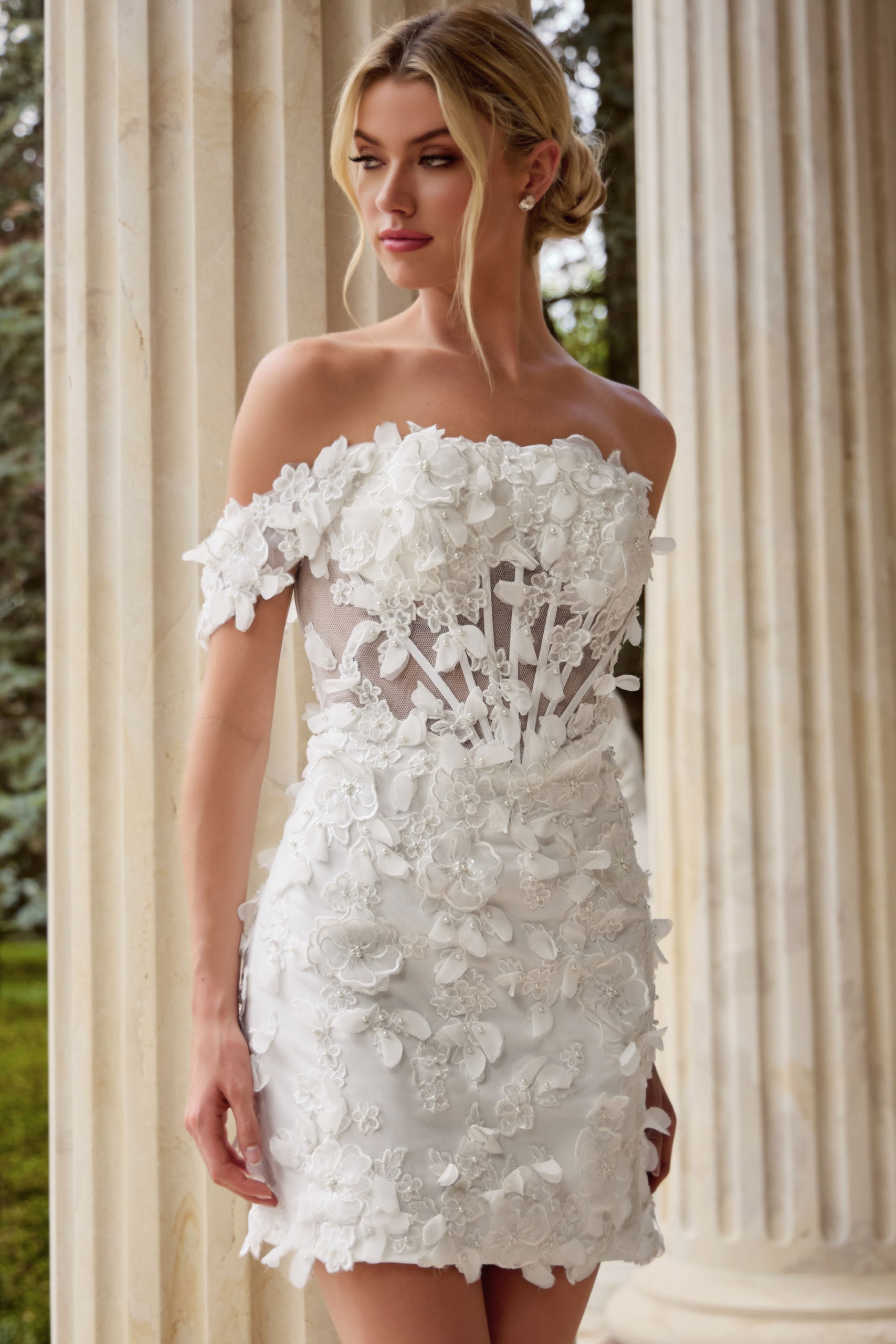 Off White Bridal Dress With 3D Floral Appliqué JB45769 | Jovani