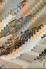 back view of wedding dress with bow detail JB45837