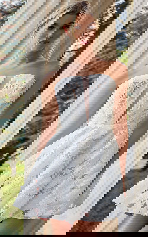 strapless fit and flare short reception dress JB45914