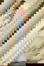 v neckline off white wedding dress JB47331