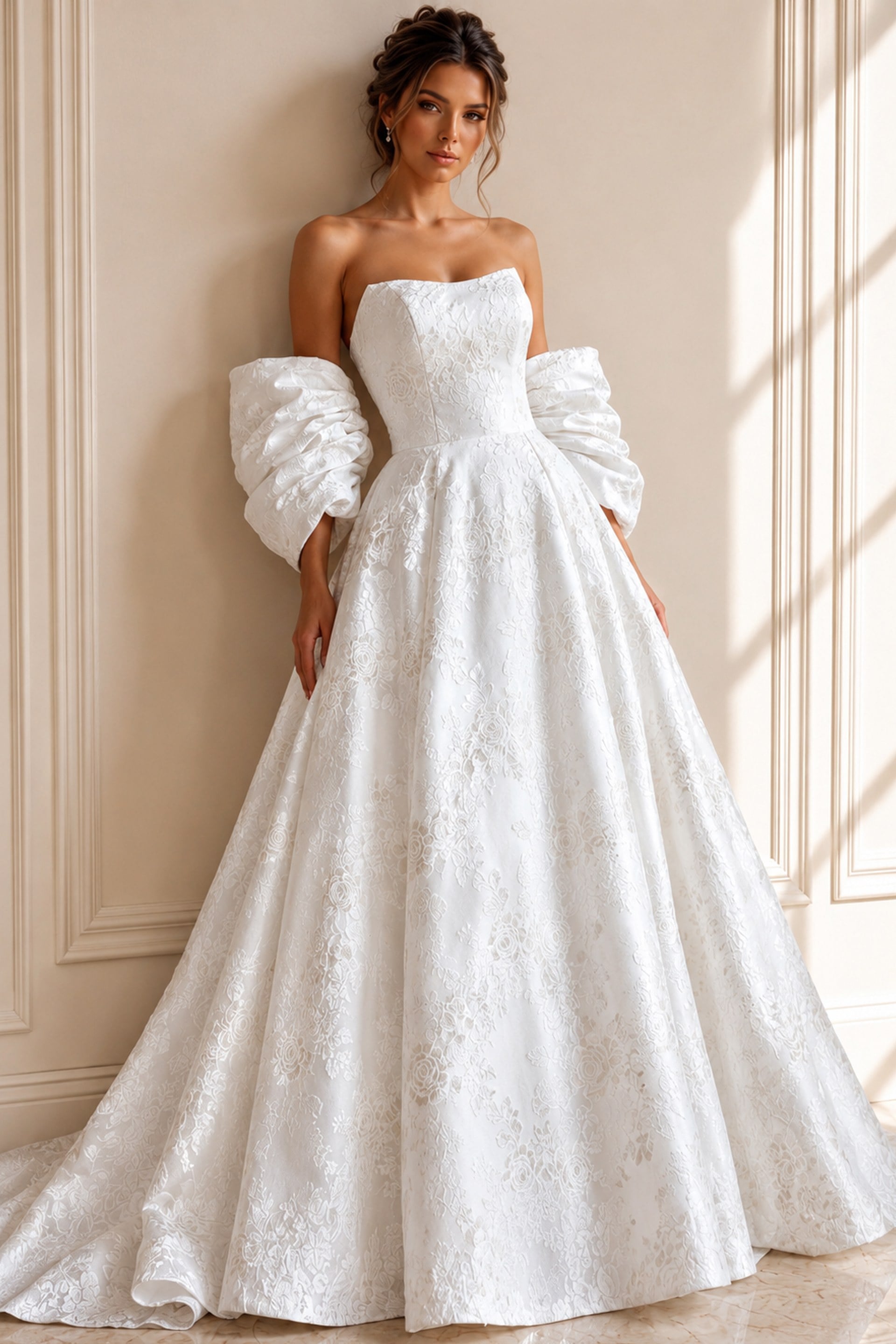 Floral Brocade Ball Gown With Dramatic Bow Train JB47701 | Jovani