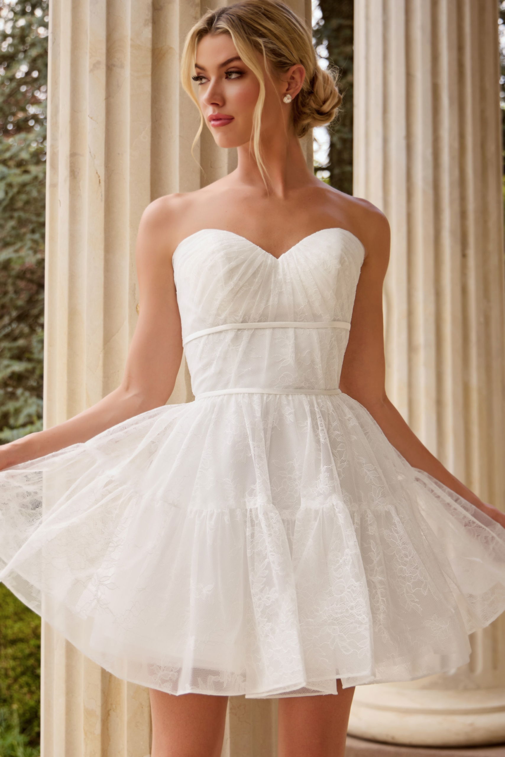 Strapless Short A-Line Lace Wedding Dress JB50282 Jovani