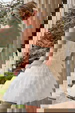 strapless fit and flare short dress JB50282