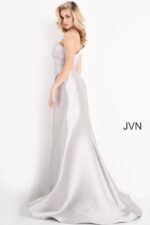 JVN04723 Taupe One Shoulder Mermaid Evening Dress
