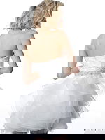 3099 Off White Embellished Belt Strapless Short Dress - Image 5