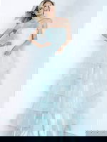 blue strapless teired dress K02442