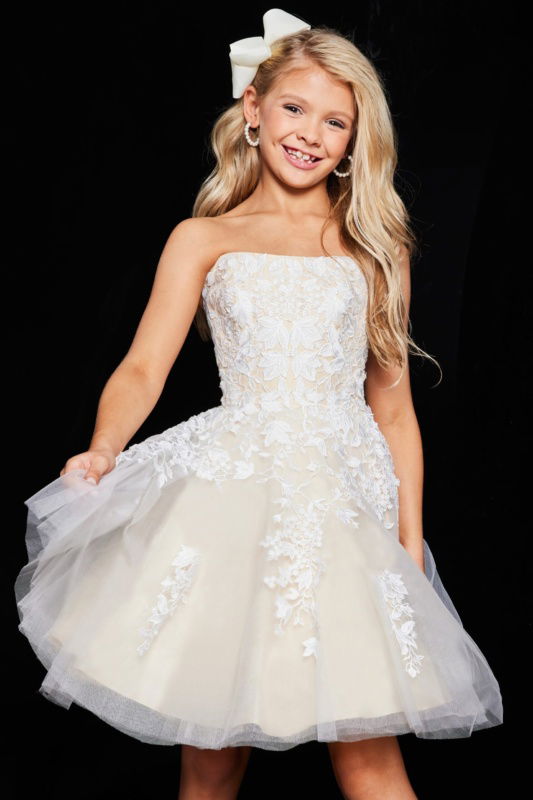 Off-White Embellished Tulle Mini Dress K38313 | Jovani