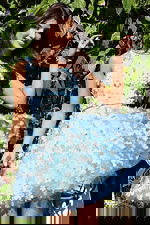 blue fit and flare floral dress K38259