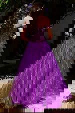 purple off the shoulder fit and flare dress K38283