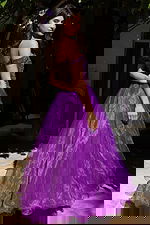 purple off the shoulder embellished kids dress K38283