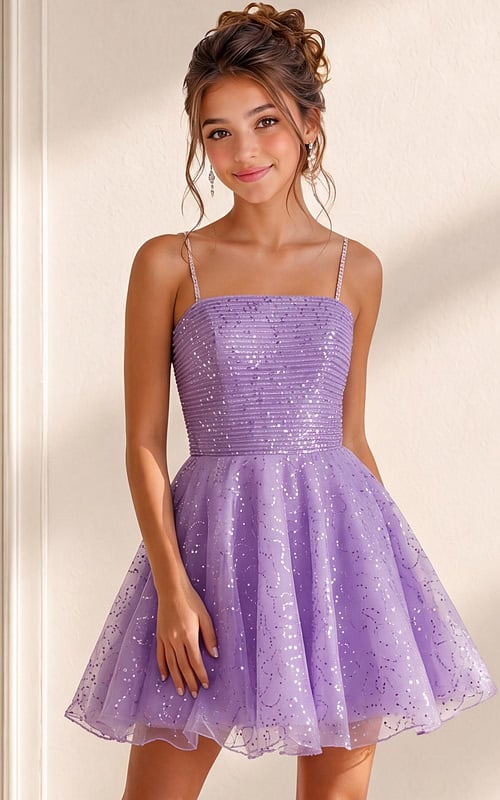lavender sequin bodice girls dress with glitter tulle a line skirt