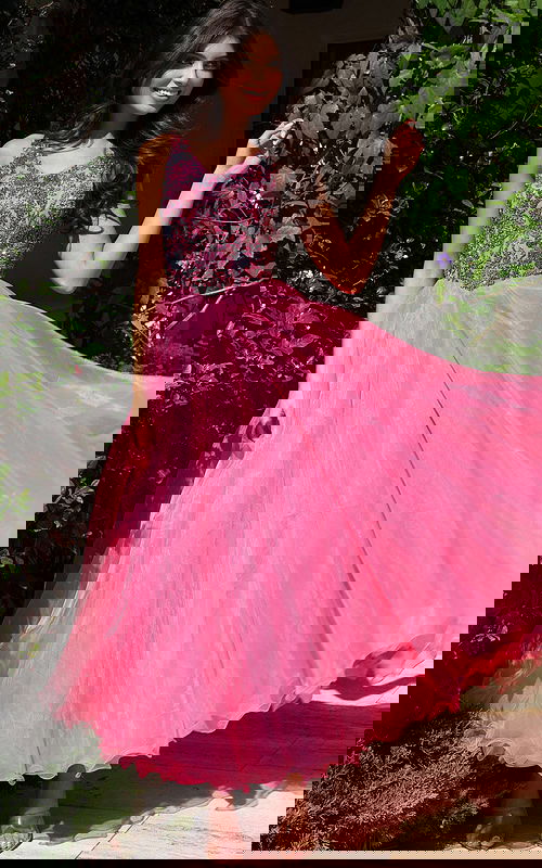 embellished corset bodice pink dress K39018