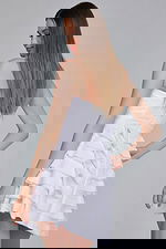 model wearing K39659 white dress from the front view