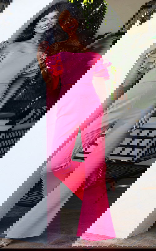 strapless off the shoulder wide leg jumpsuit K45884