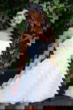 white strapless fit and flare dress K44212