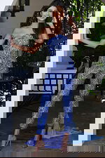 sapphire light blue one shoulder beaded jumpsuit