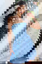 blue strapless short dress K44966