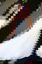 white spaghetti strap fit and flare embellished dress K45717